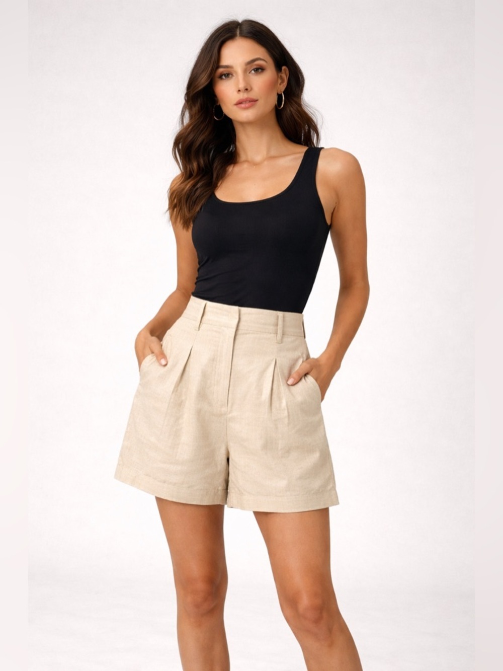 Express Shorts High Rise Paperbag Tan Shorts Sz 00 Women's With Belt 3.5"